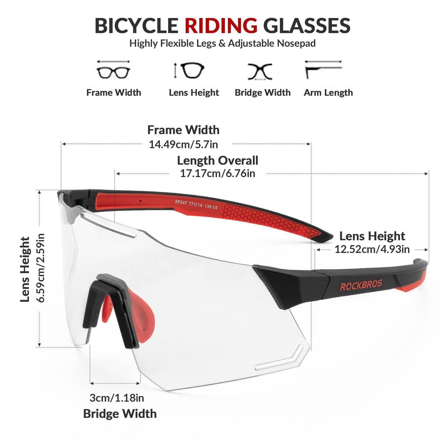 Solglasögon med UV400-skydd för cykling för kvinnor/män ROCKBROS