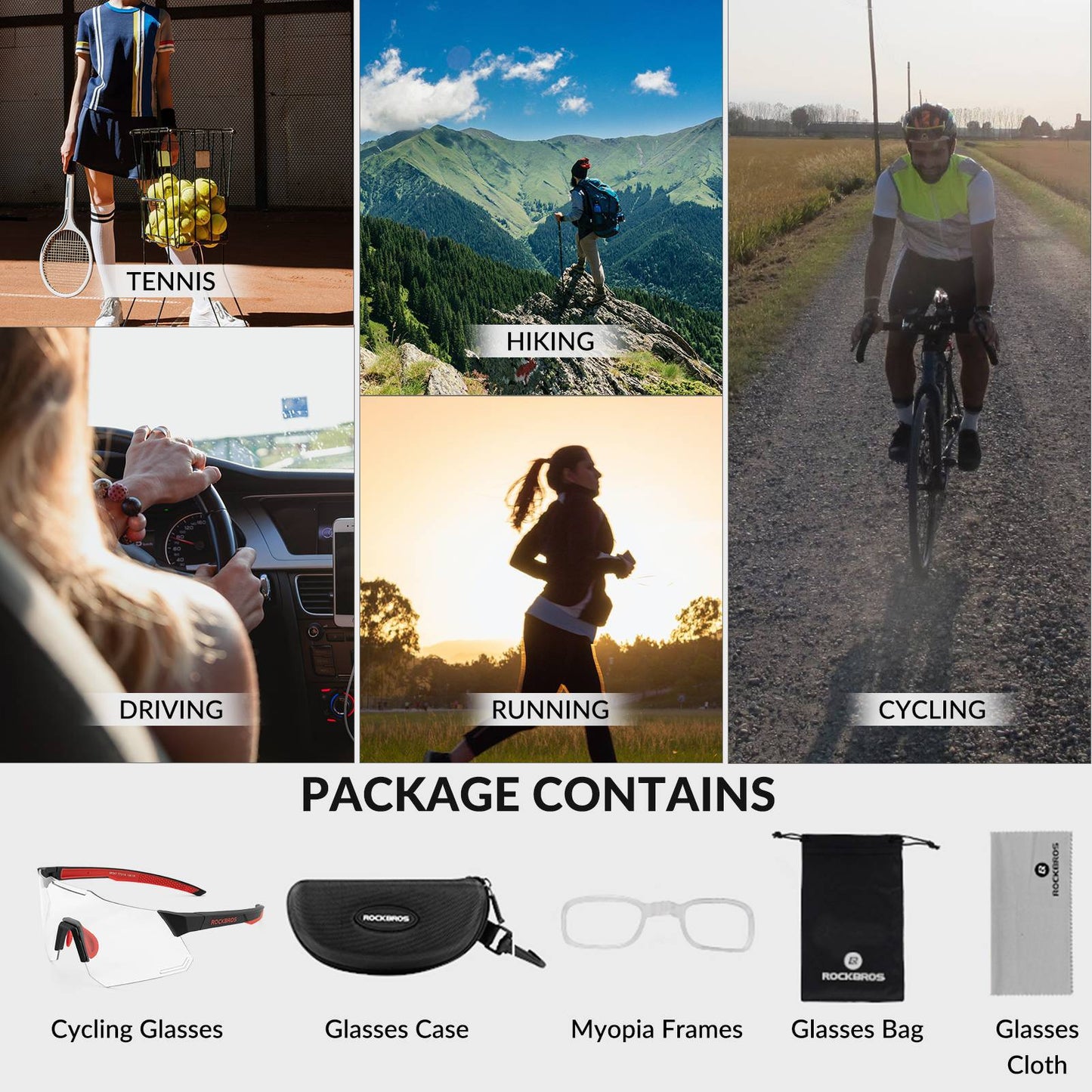 Solglasögon med UV400-skydd för cykling för kvinnor/män ROCKBROS