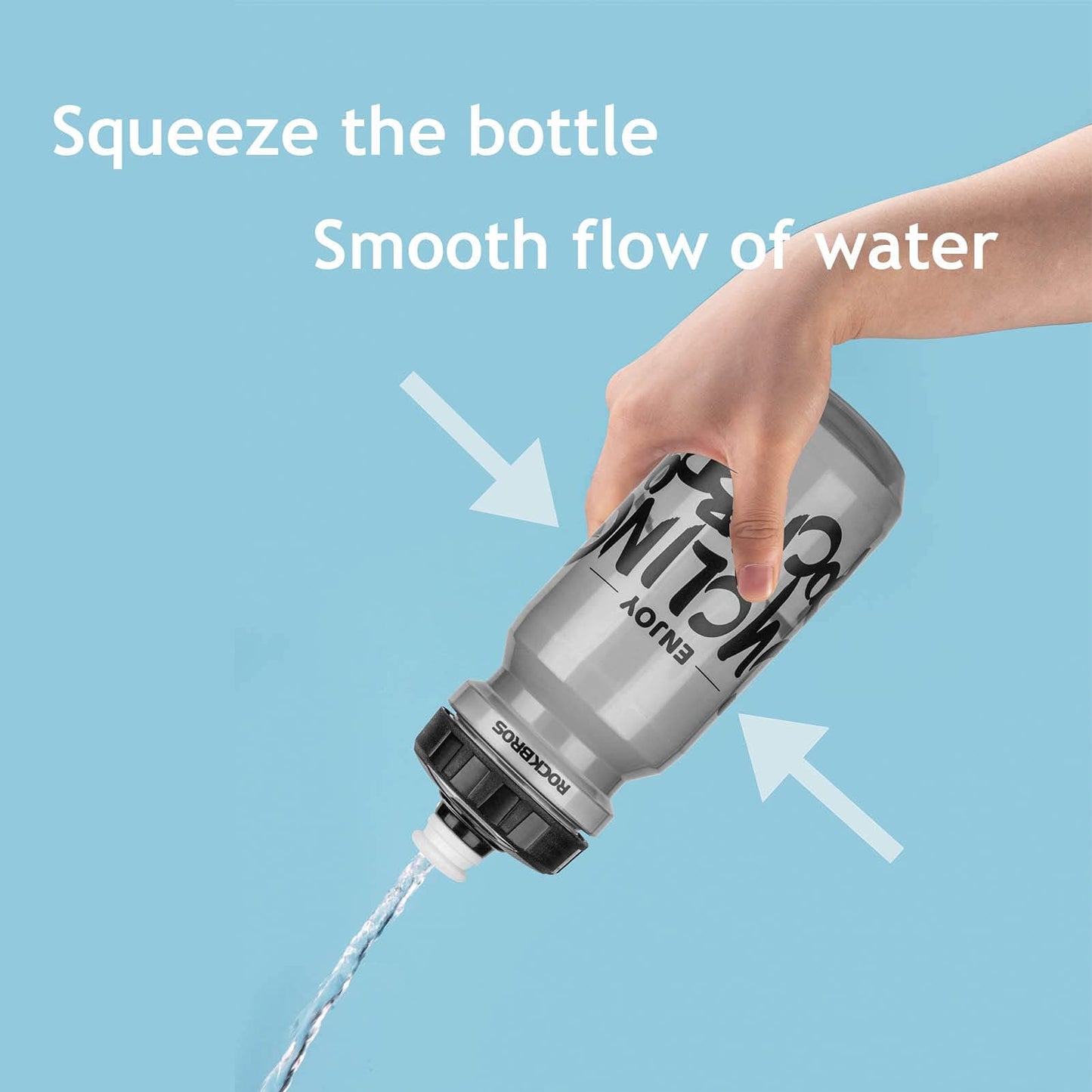 ROCKBROS 600ml sportvattenflaska tillverkad av PP5, levereras med dammskydd.