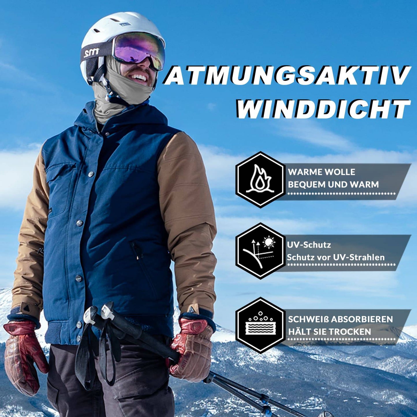 Balaklava 2-pack Höst/Vinter för utomhussporter Unisex ROCKBROS