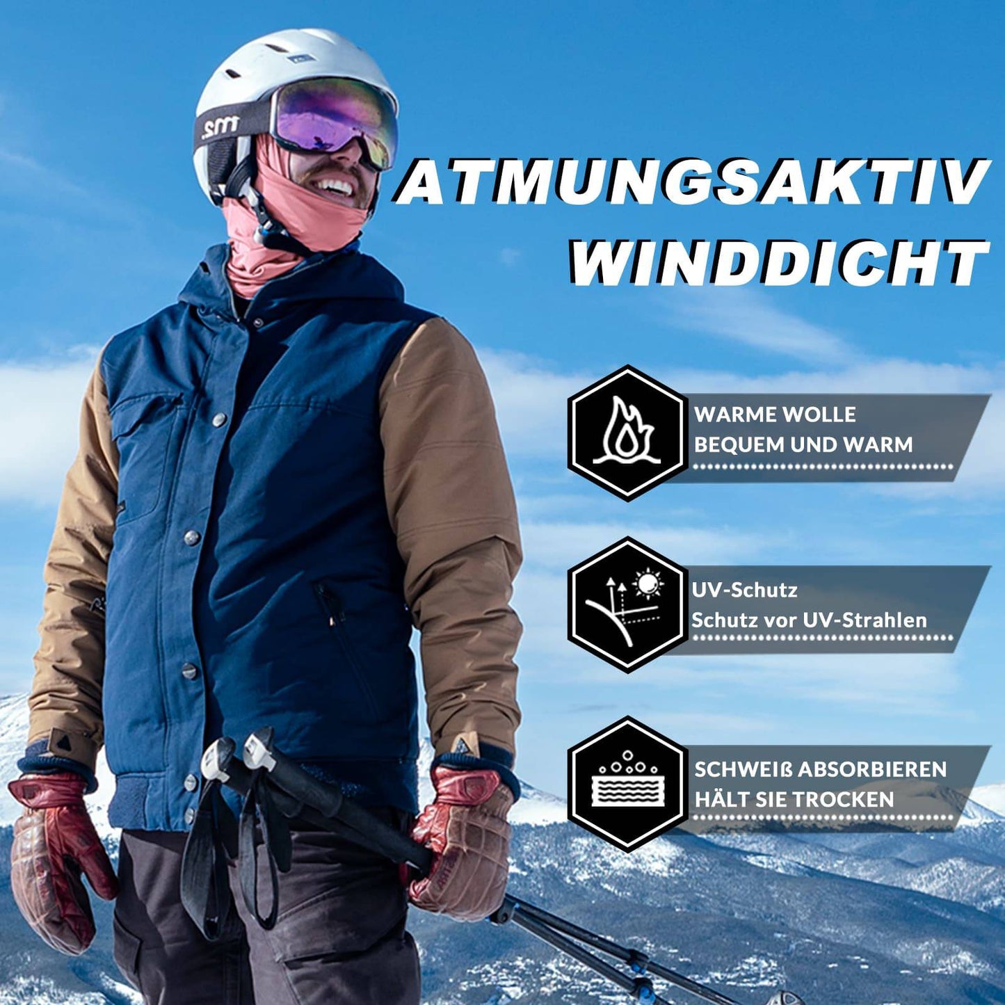 Balaklava 2-pack Höst/Vinter för utomhussporter Unisex ROCKBROS