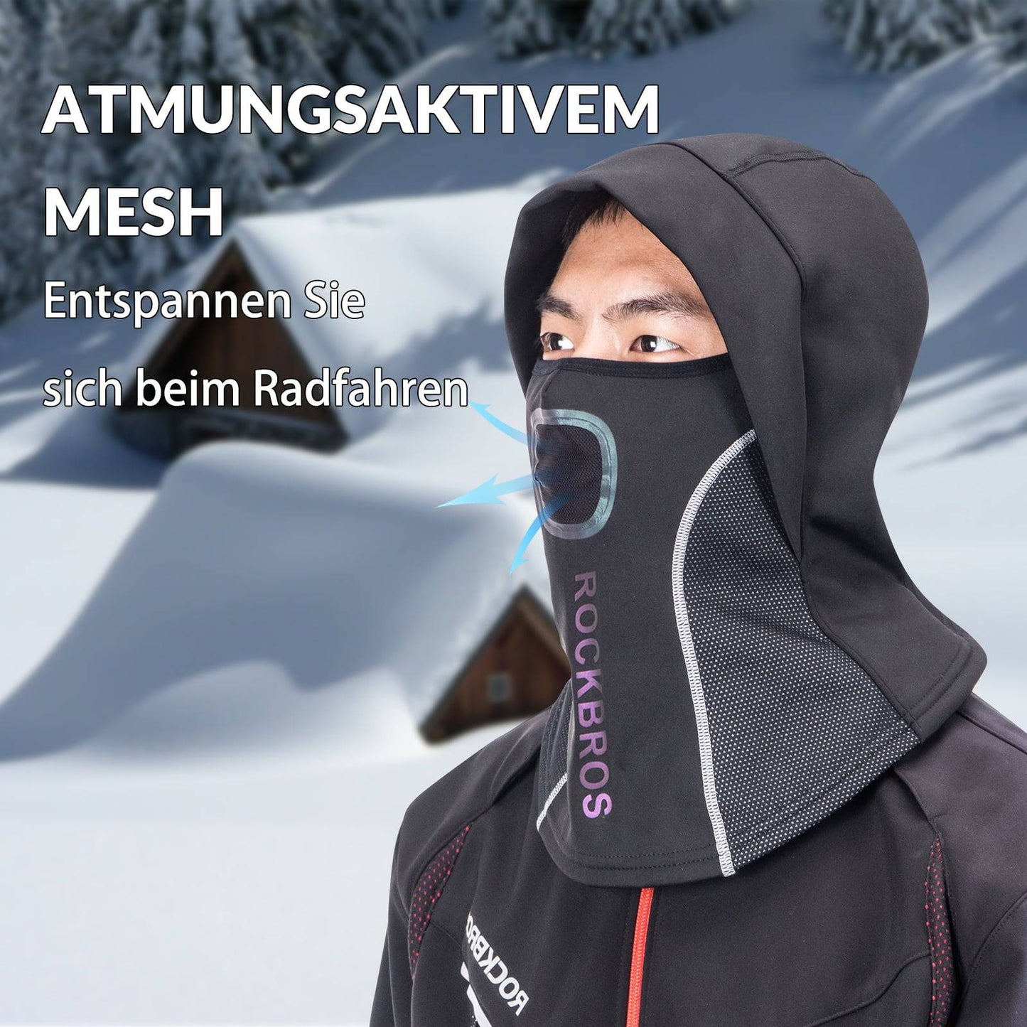 Balaklava med andningsbart nät för utomhussporter, unisex, ROCKBROS