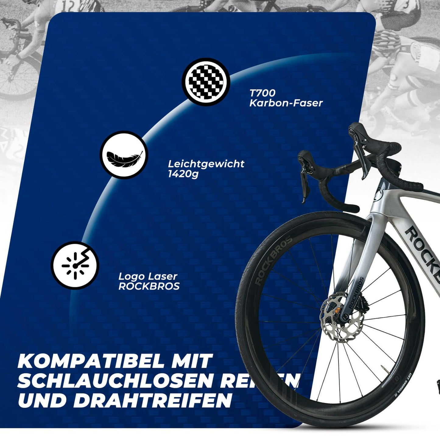 T700 Kolfiberhjulset 28" 50 mm skivbroms, genomgående axel, hjulset för racercyklar och SHIMANO 8-12-växlade 24 ekrar, 36T stållager ROCKBROS