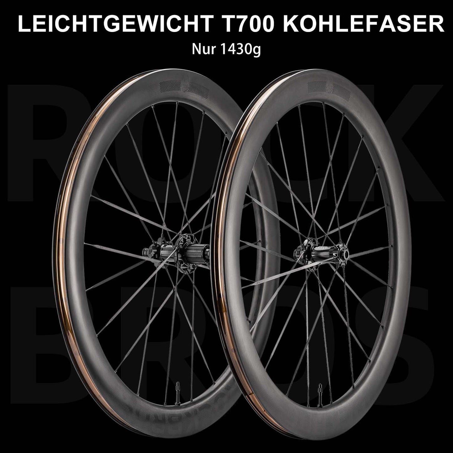 T700 Kolfiberhjulset 55 mm Skivbroms Genomgående axelhjulset för racercykel inklusive vakuumdäckdämpare ROCKBROS