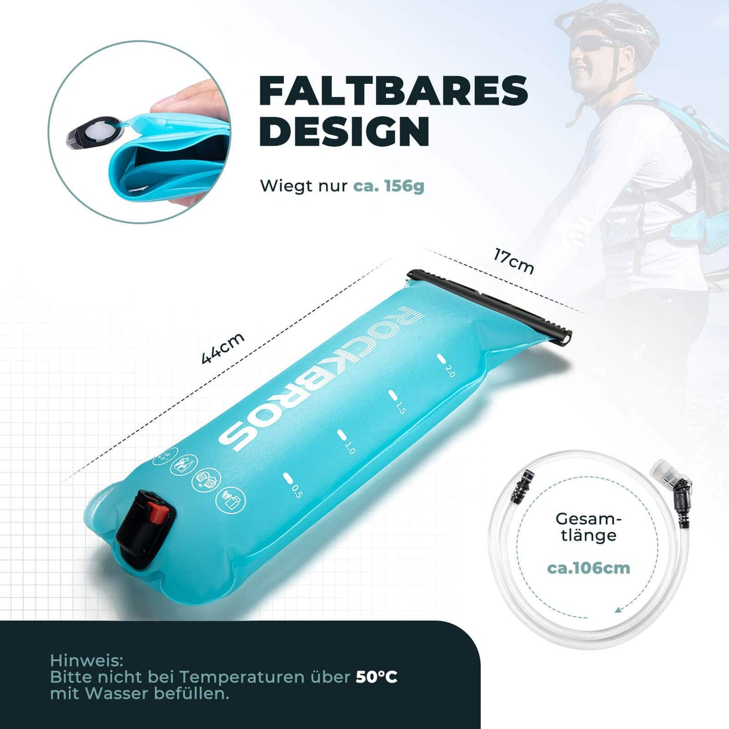 2L vätskeblåsa med dricksrör, lätt TPU-vattenblåsa, ROCKBROS