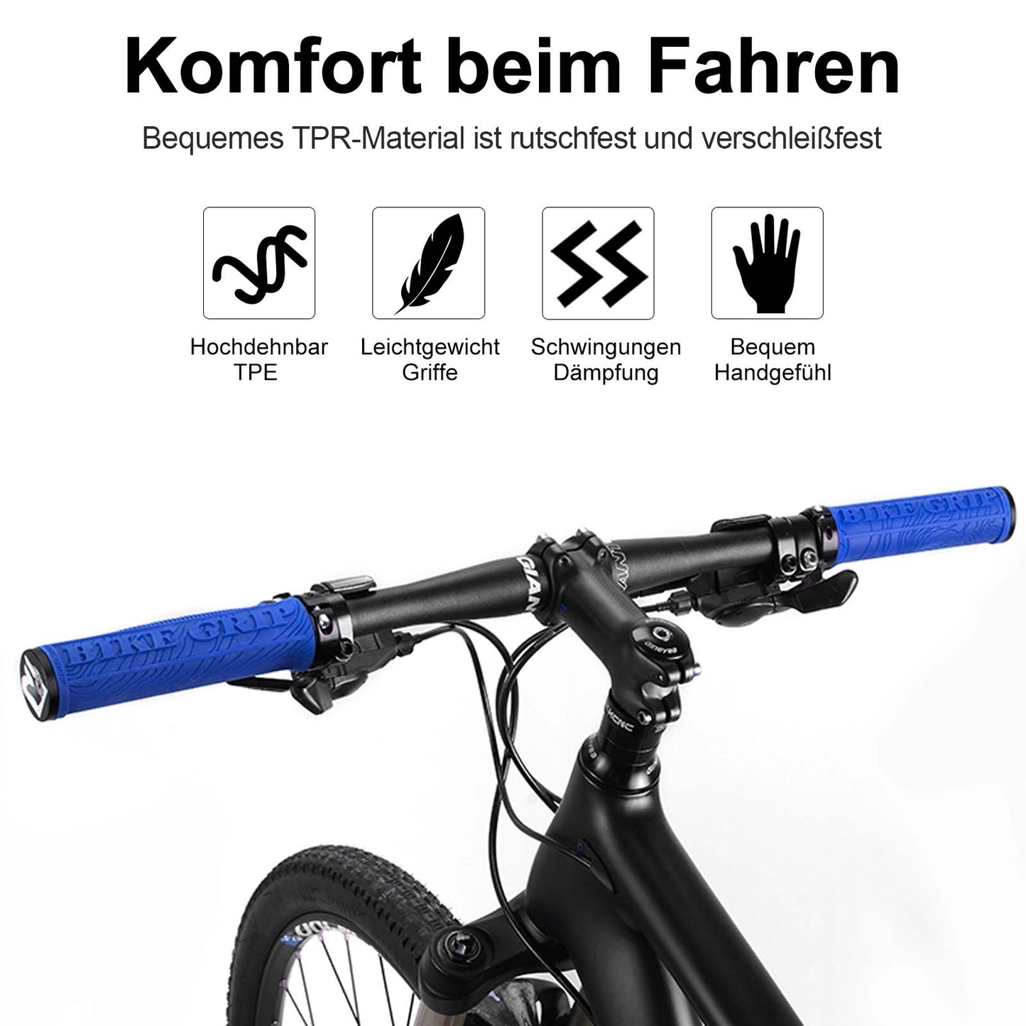 Ultralätta gummihandtag för cykel med låsbar aluminiumdesign från ROCKBROS