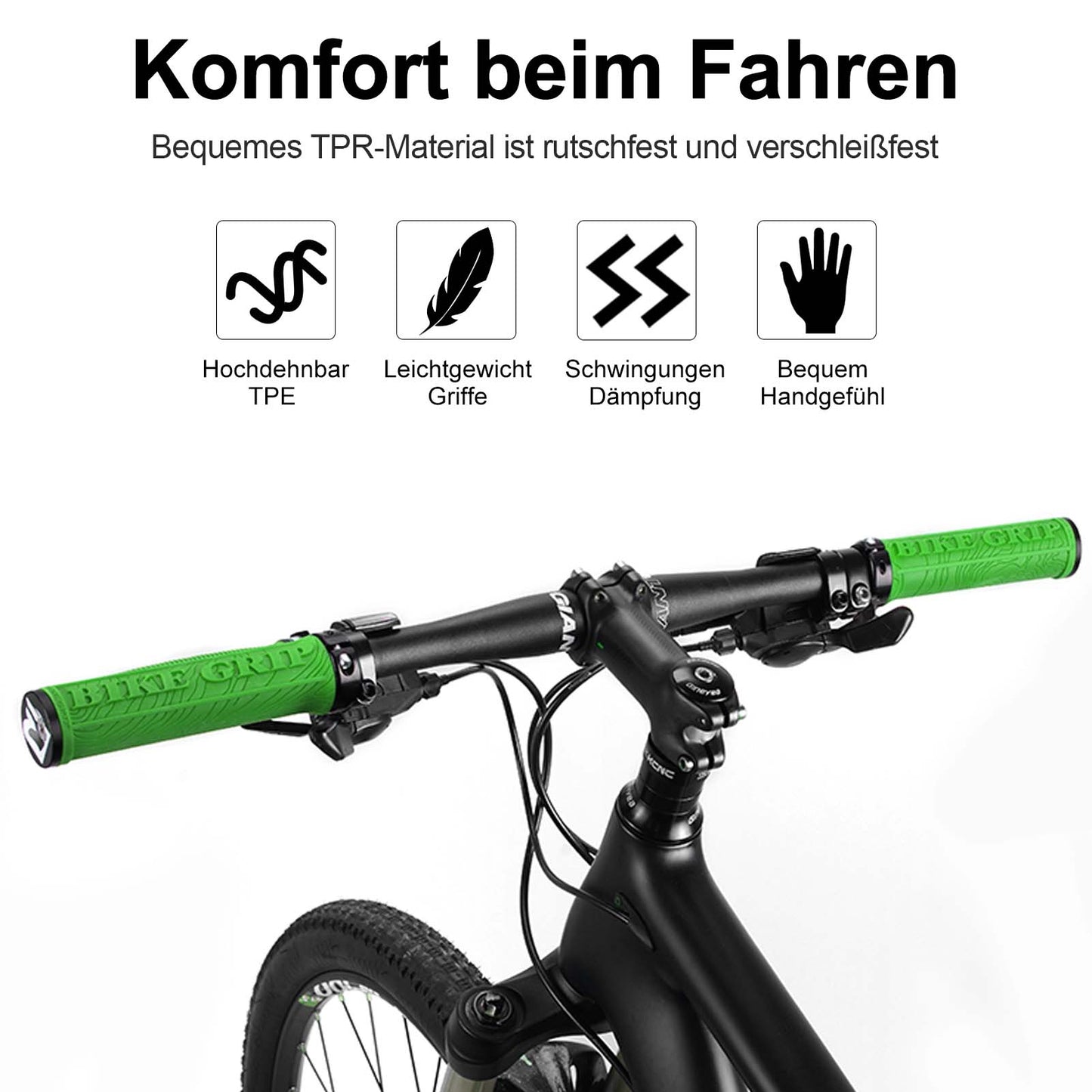 Ultralätta gummihandtag för cykel med låsbar aluminiumdesign från ROCKBROS
