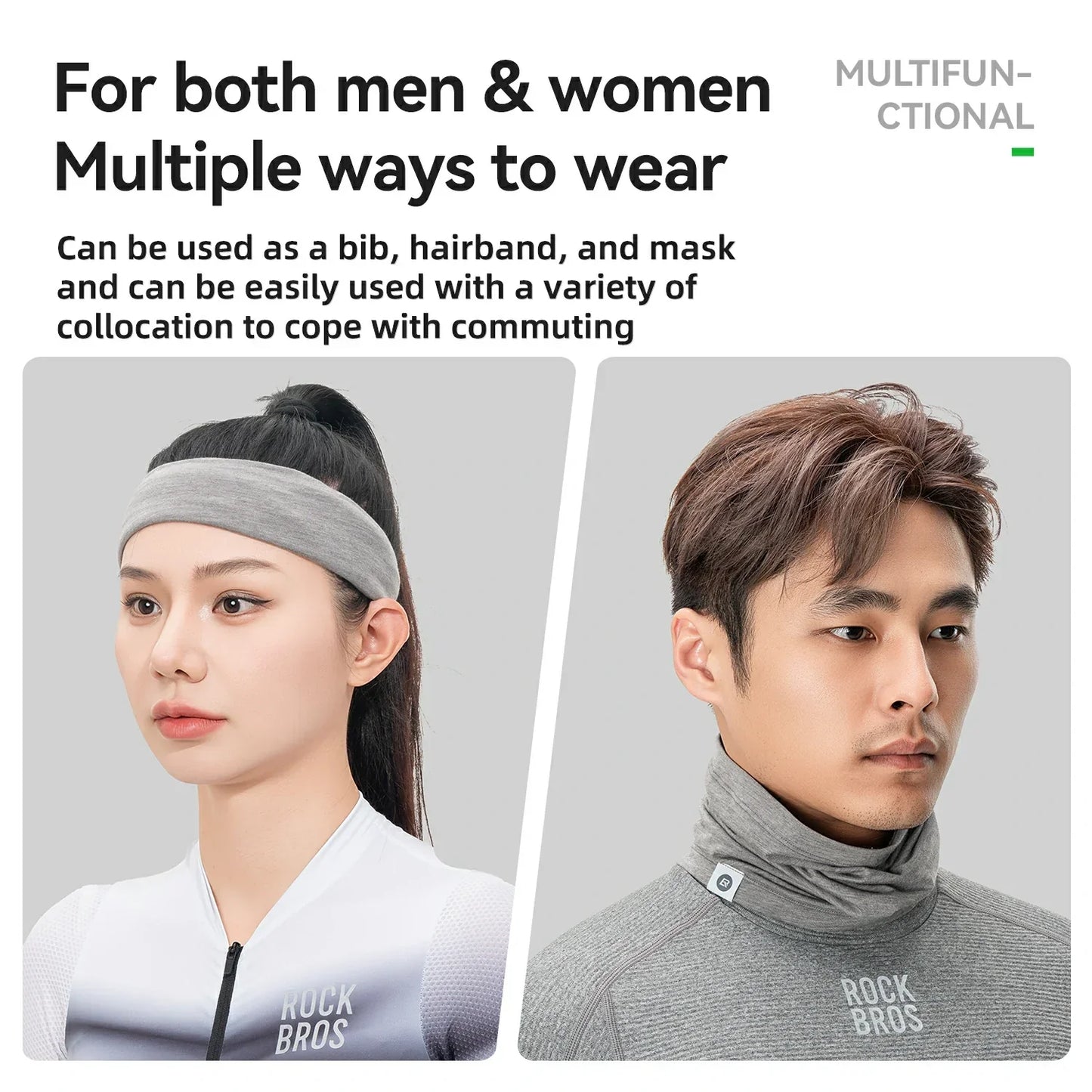 Vintervärmande ullhalsduk/tubhalsduk ROCKBROS