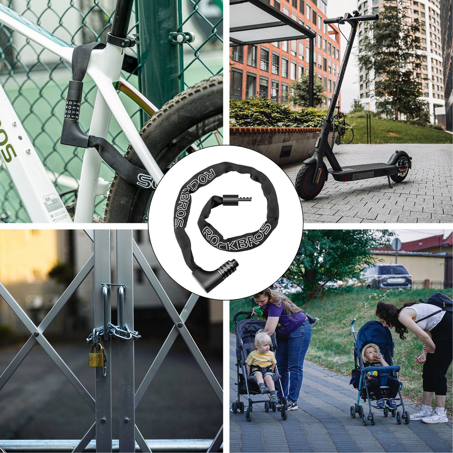 Kombinationslås med 4-siffrig kod, 96 cm långt, ROCKBROS