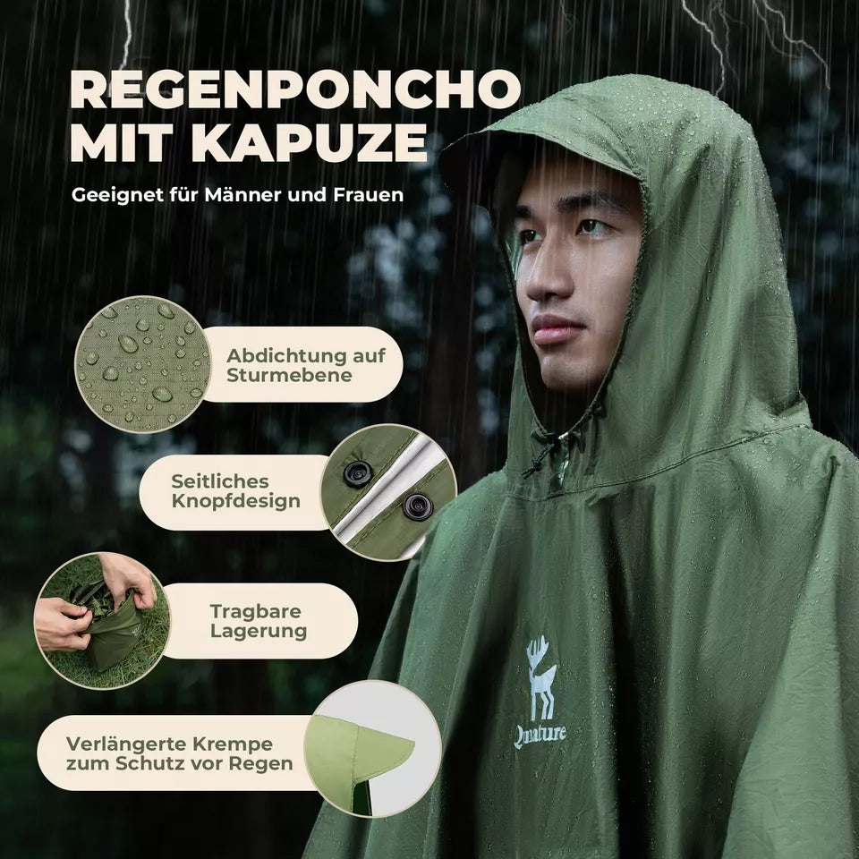 Qunature Outdoors Multifunktionell regnponcho Cykelregn Cape Rain Poncho