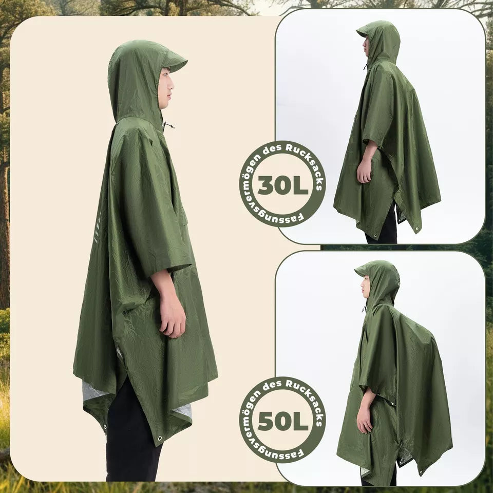 Qunature Outdoors Multifunktionell regnponcho Cykelregn Cape Rain Poncho