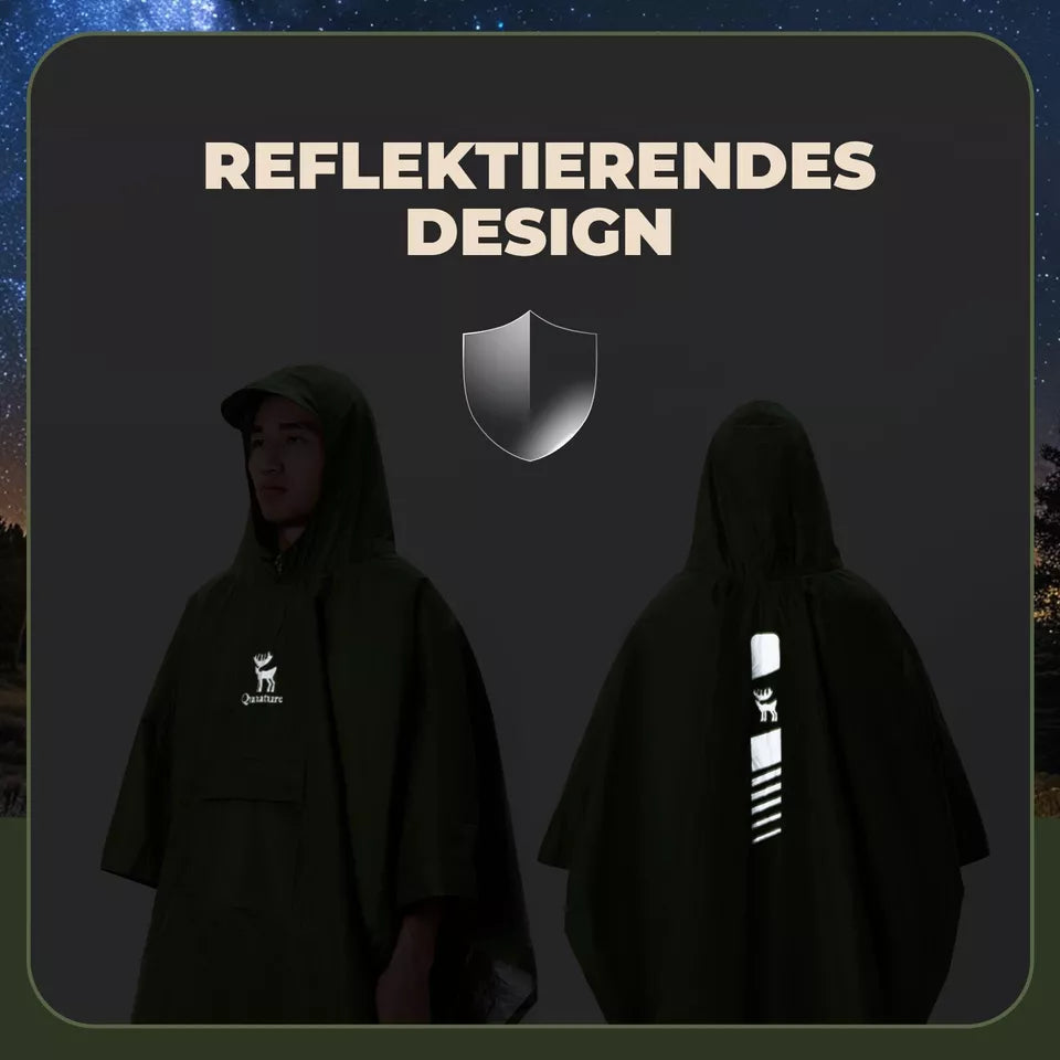 Qunature Outdoors Multifunktionell regnponcho Cykelregn Cape Rain Poncho
