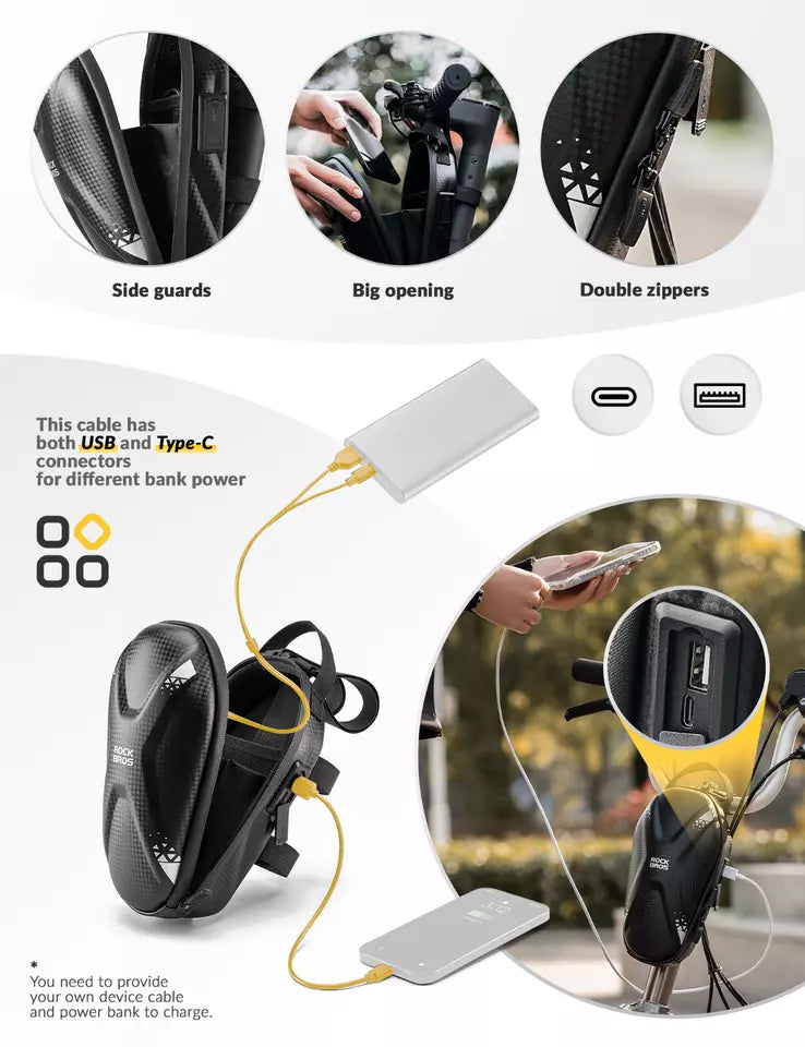 ROCKBROS E-Scooterväska Vattenavvisande 1,3L Styrväska Frontficka PU