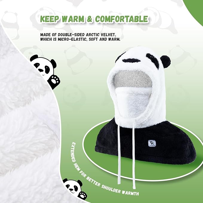 Qunature vinter balaclava skidmask för barn och föräldrar panda design helmasker balaclava för höst och vinter utomhusaktiviteter som skidåkning motorcykel cykling