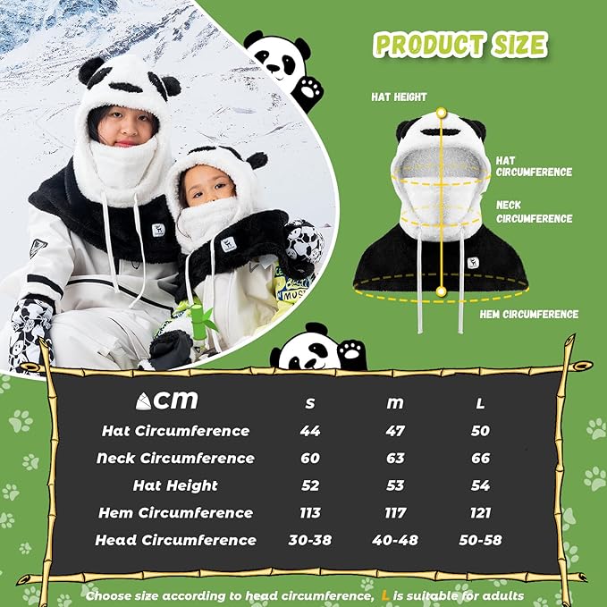 Qunature vinter balaclava skidmask för barn och föräldrar panda design helmasker balaclava för höst och vinter utomhusaktiviteter som skidåkning motorcykel cykling