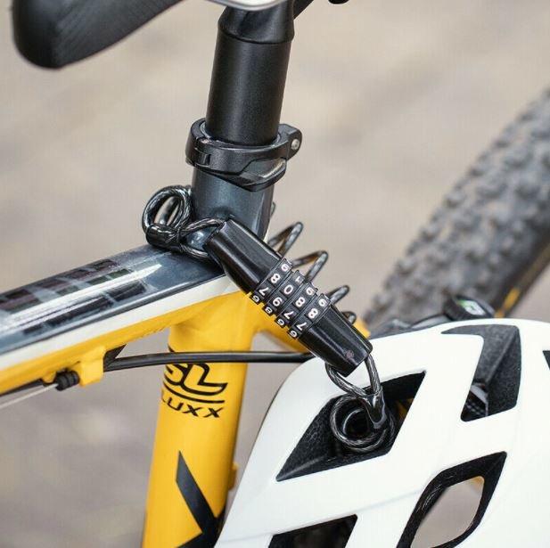ROCKBROS Mini Cykellås Kabel Hjälmlås Motorcykel Lösenordslås Svart